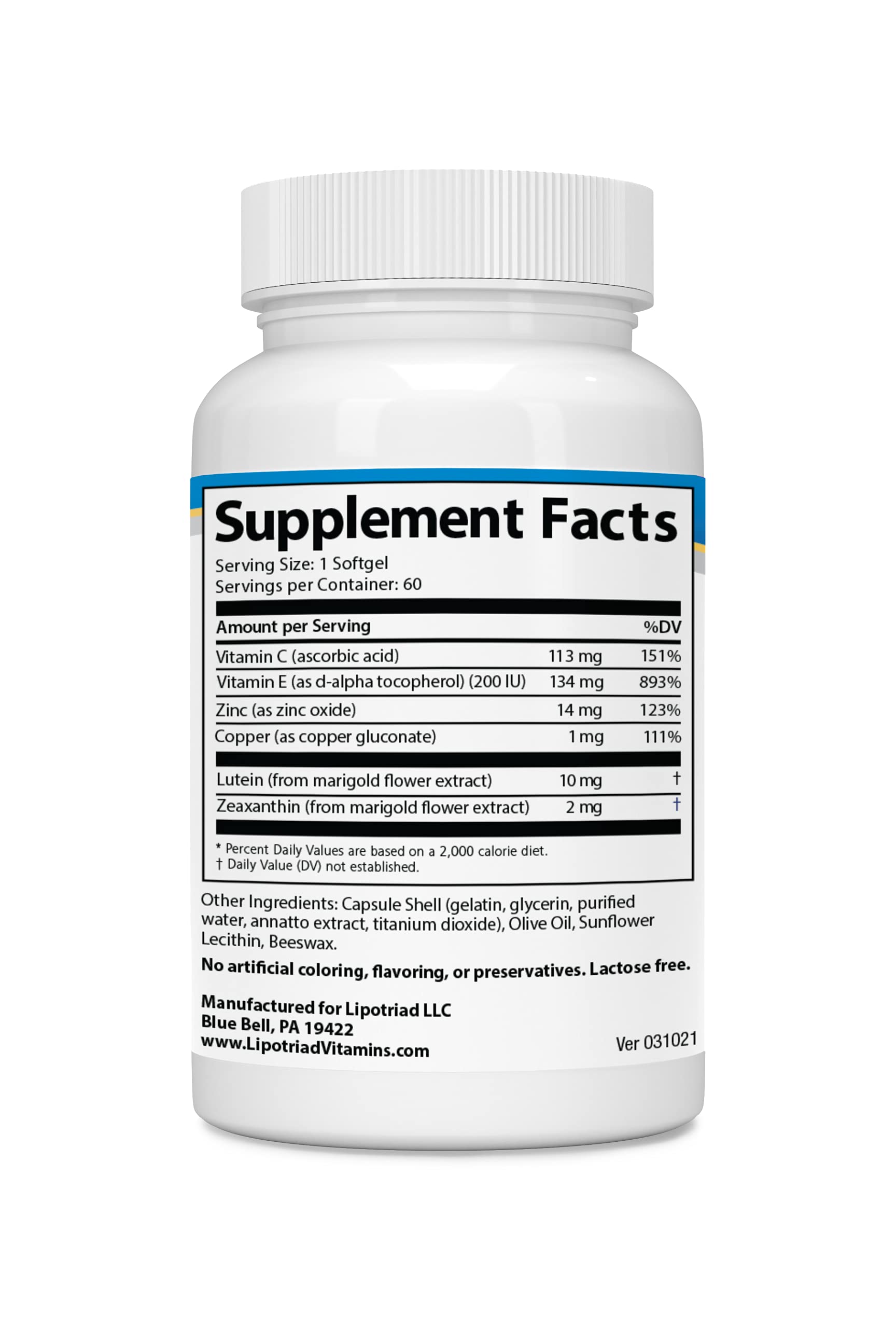 Foto 3 pulgar | Eye Vitamins Lipotriad Visionary 60 Cápsulas De Luteína Y Zeaxantina - Venta Internacional.