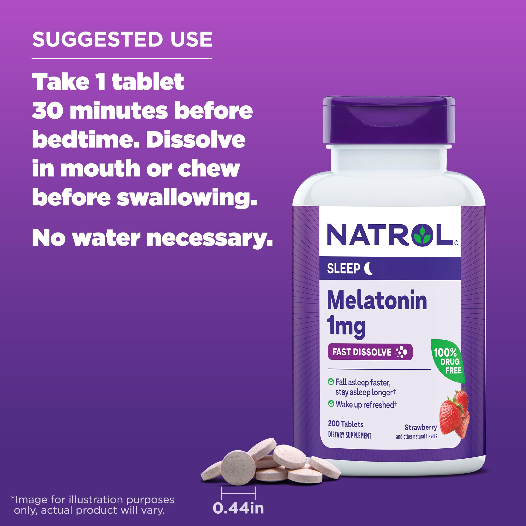 Foto 8 pulgar | Suplemento Natrol Melatonin Fast Dissolve 1 Mg 200 Comprimidos - Venta Internacional.