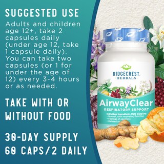 Foto 3 | Suplementos Ridgecrest Herbals Airwayclear Lung Health 60 Cápsulas - Venta Internacional.