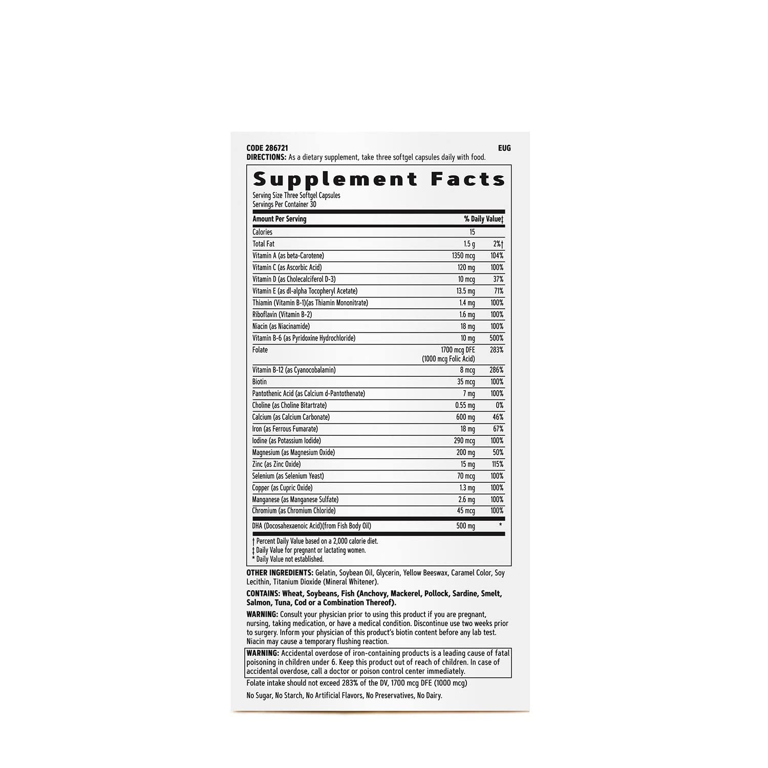 Foto 3 pulgar | Fórmula Prenatal Multivitamínica Gnc Para Mujer Con Dha Y Hierro 90 Cápsulas Blandas - Venta Internacional.