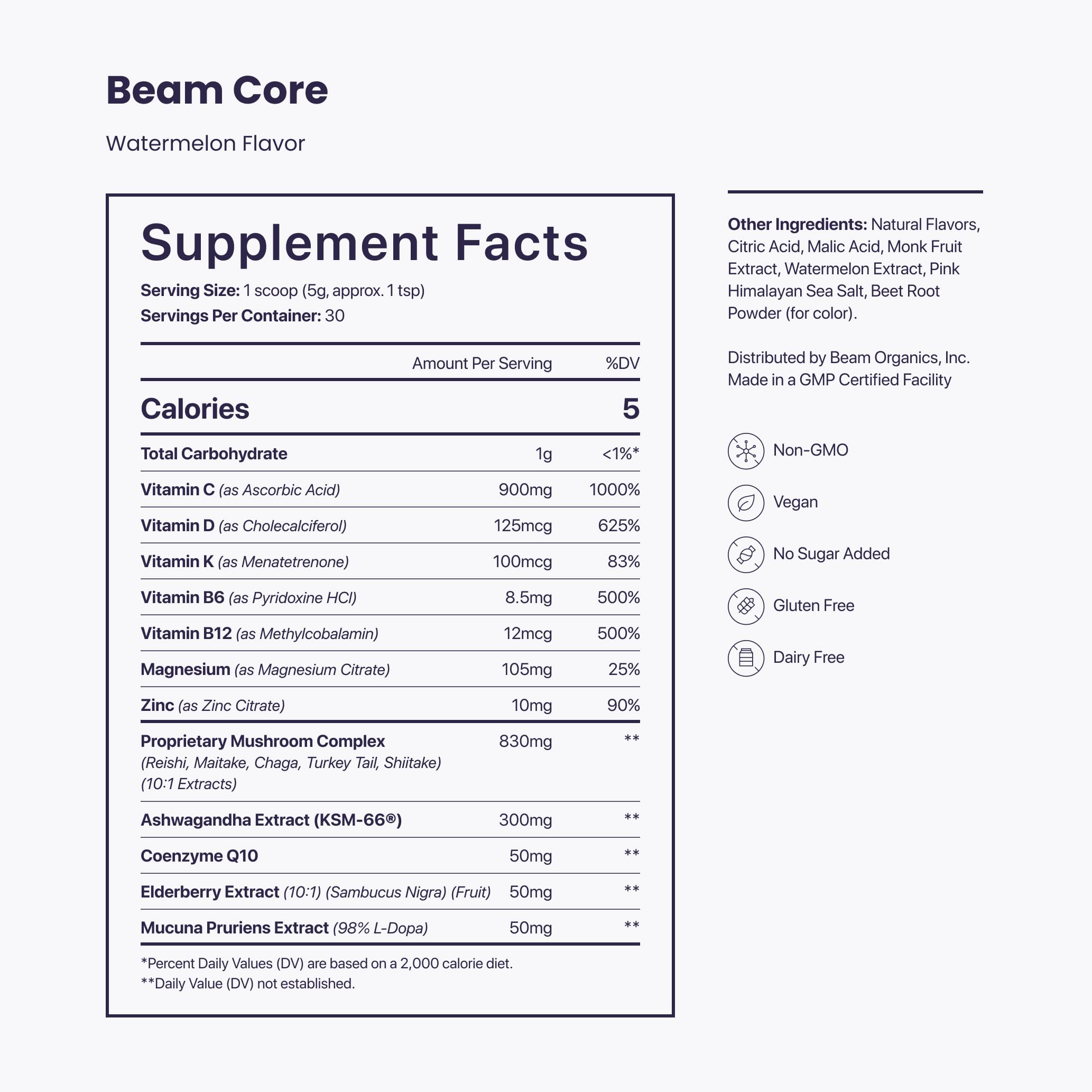 Foto 7 pulgar | Suplemento Beam Core Immune Support Con Sabor A Sandía - Venta Internacional.