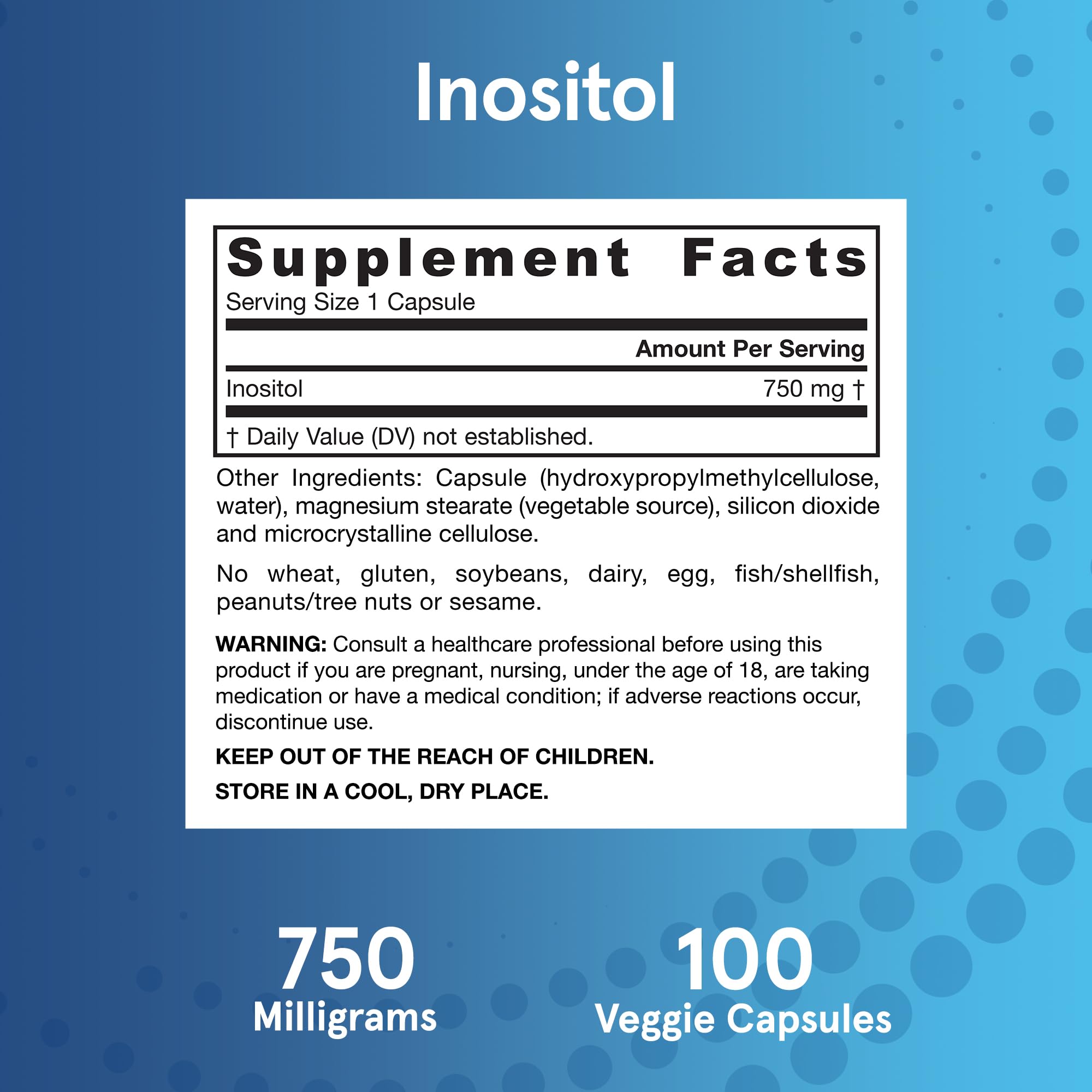 Foto 7 pulgar | Suplemento De Inositol De Jarrow Formulas, 750 Mg, 100 Cápsulas Vegetarianas - Venta Internacional.