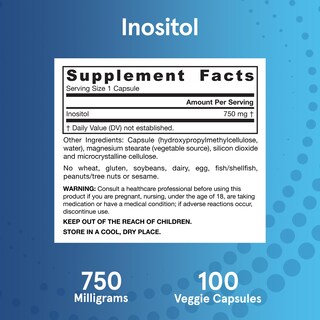 Foto 6 | Suplemento De Inositol De Jarrow Formulas, 750 Mg, 100 Cápsulas Vegetarianas - Venta Internacional.
