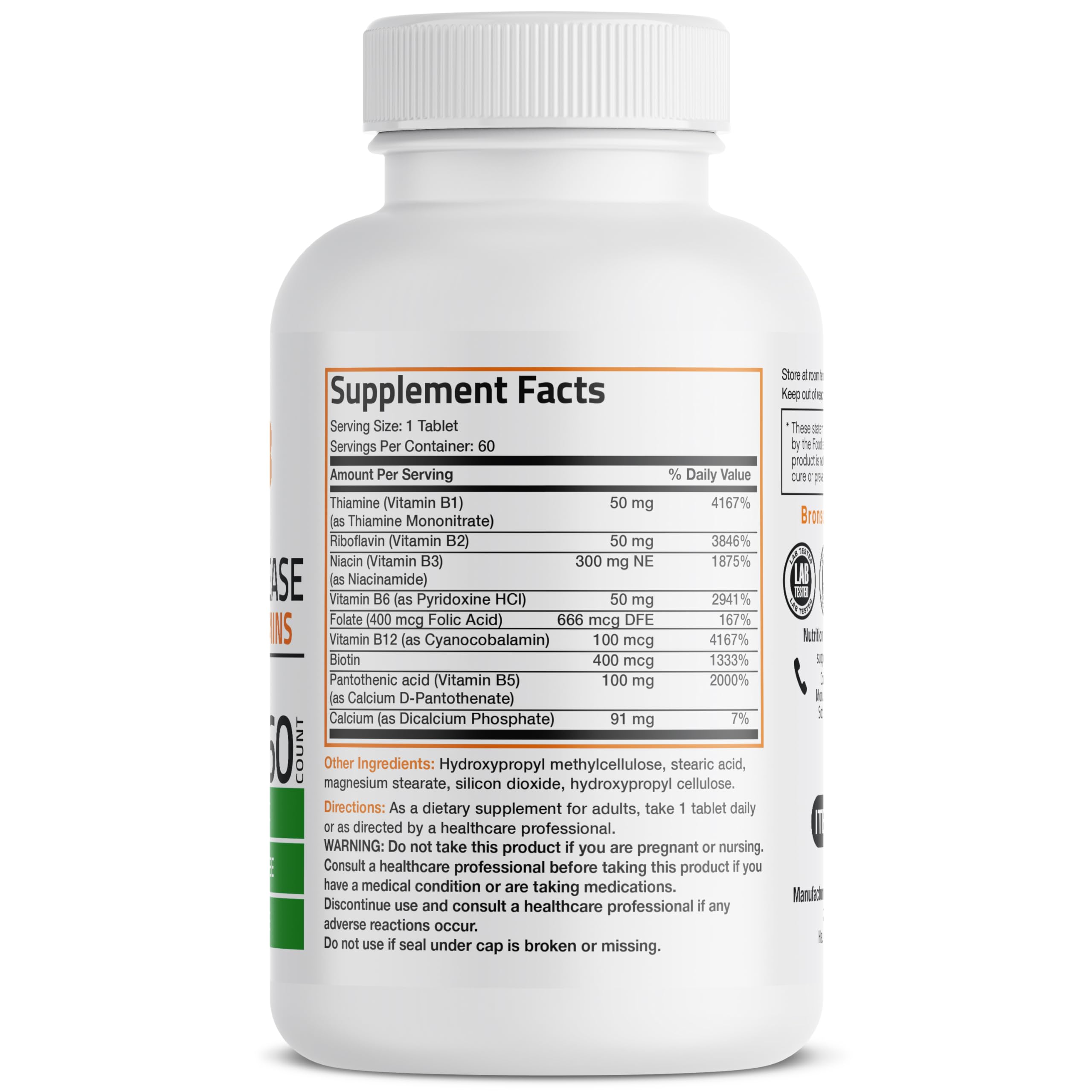 Foto 3 pulgar | Suplemento Bronson Super B Vitamina B Complex 60 Comprimidos - Venta Internacional.