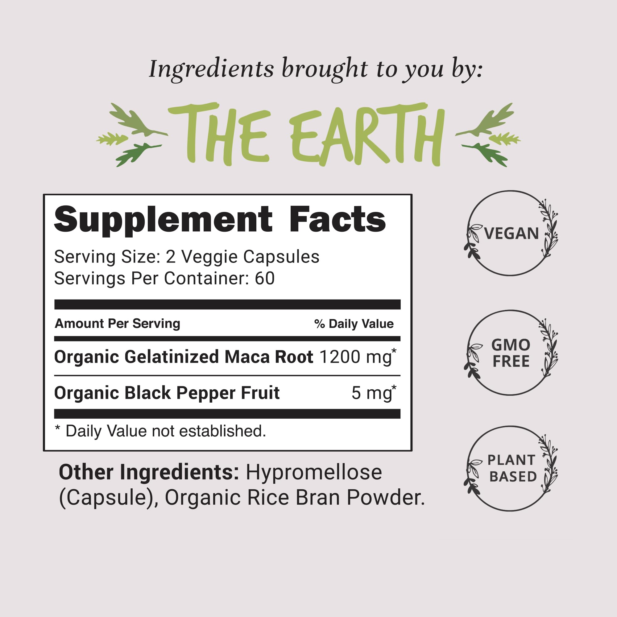 Foto 8 pulgar | Suplemento De Raíz De Maca Hippie Happy Healthy, 1200 Mg, 120 Unidades - Venta Internacional.