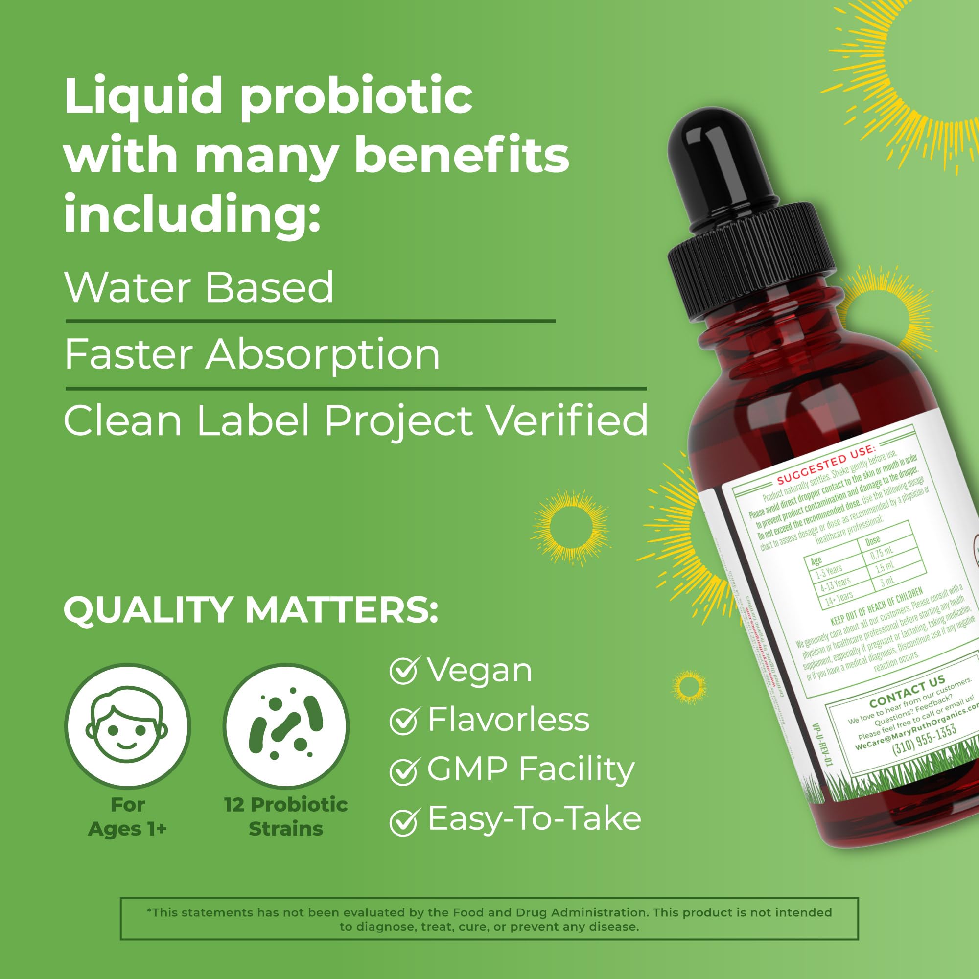 Foto 5 pulgar | Probiótico Líquido Maryruth Organics Digestive Health 60 Ml - Venta Internacional.