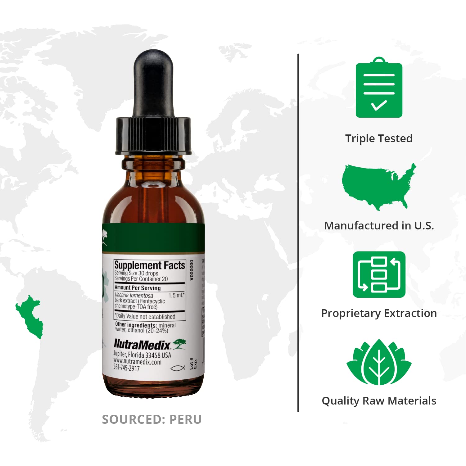 Foto 3 pulgar | Tintura Nutramedix Samento Extracto De Uña De Gato 30 Ml - Venta Internacional.