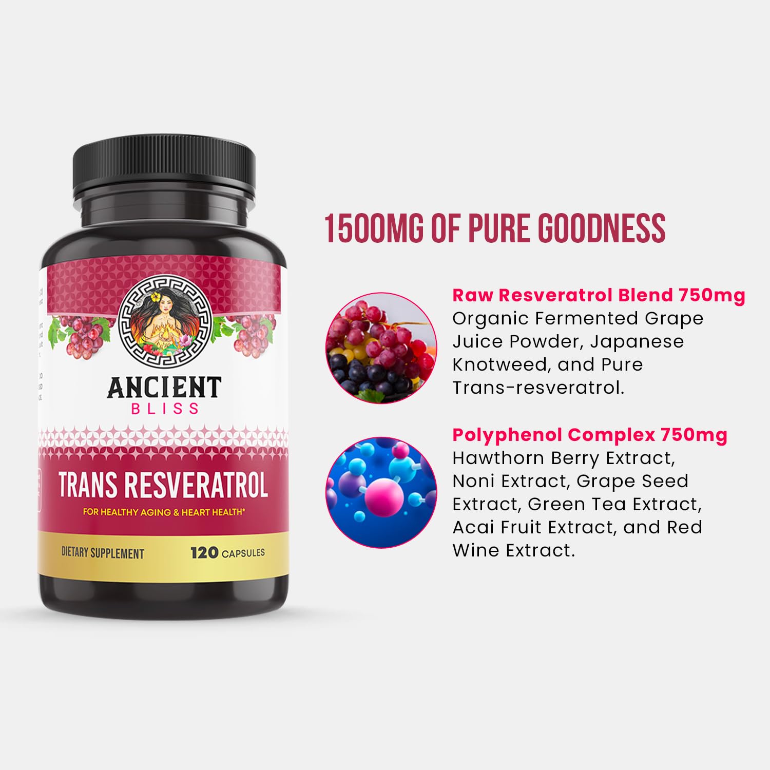 Foto 3 | Complementa El Resveratrol De Ancient Bliss Con Té Verde Y Extracto De Uva - Venta Internacional.