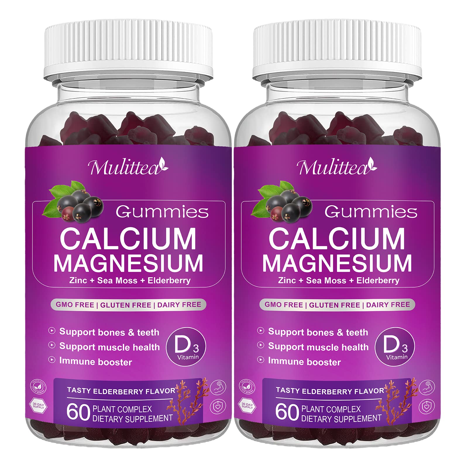 Foto 1 | Paquete De 2 Gomitas De Calcio, Magnesio Y Zinc Supplement Mulittea - Venta Internacional.