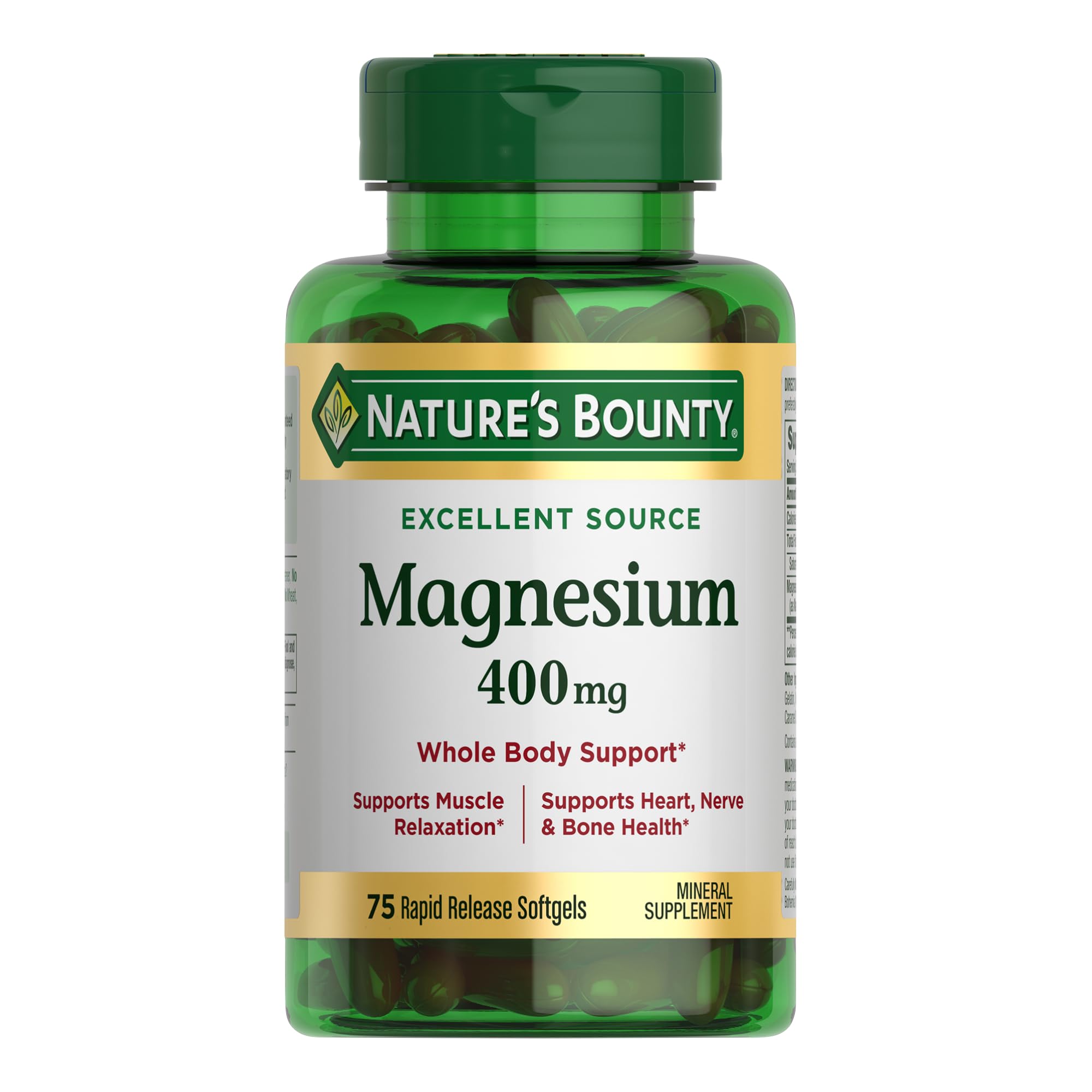 Foto 2 pulgar | Suplemento Nature's Bounty Magnesio 400 Mg 75 Cápsulas Blandas - Venta Internacional.