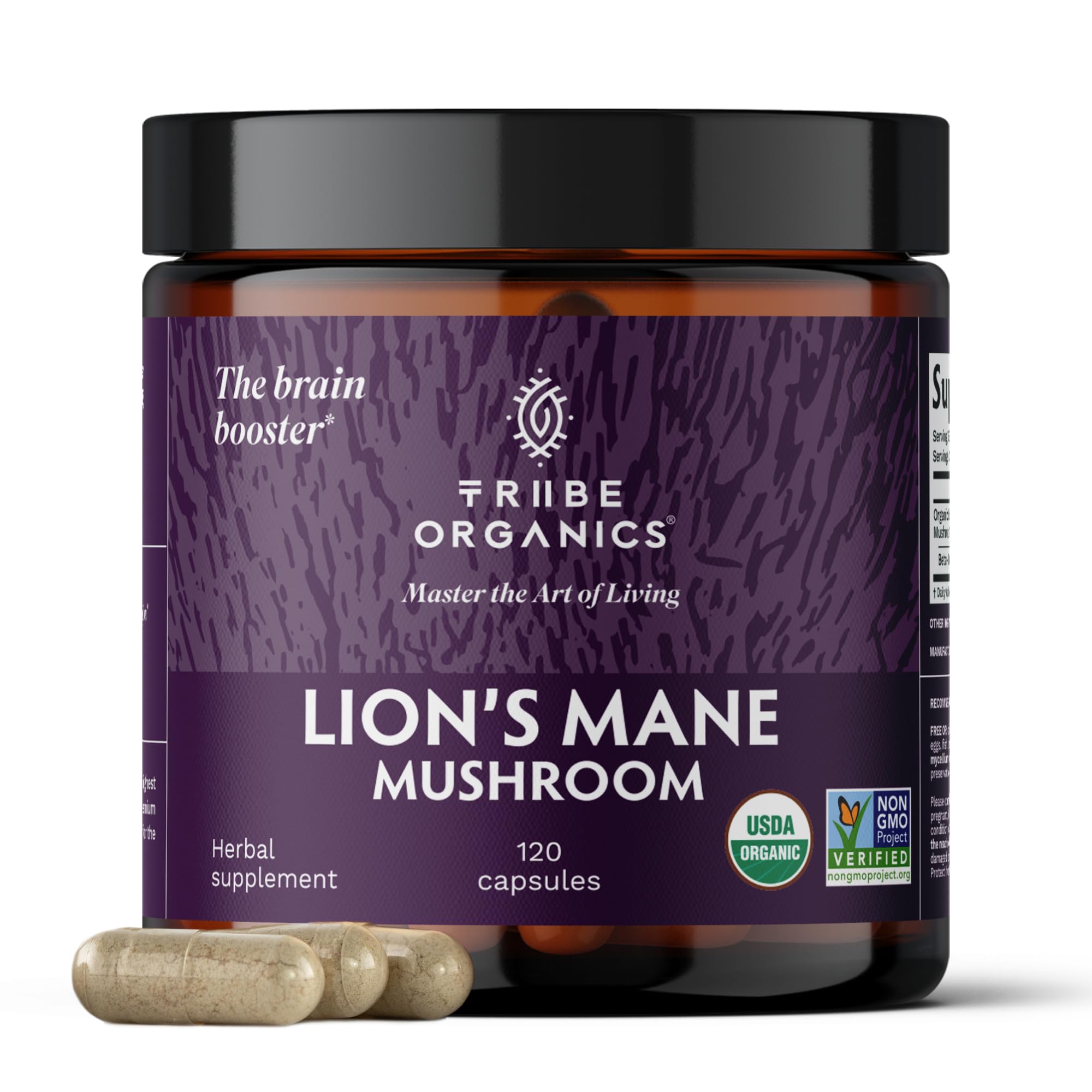 Foto 2 pulgar | Suplemento Tribe Organics Lion's Mane 1800 Mg 120 Cápsulas Veganas - Venta Internacional.