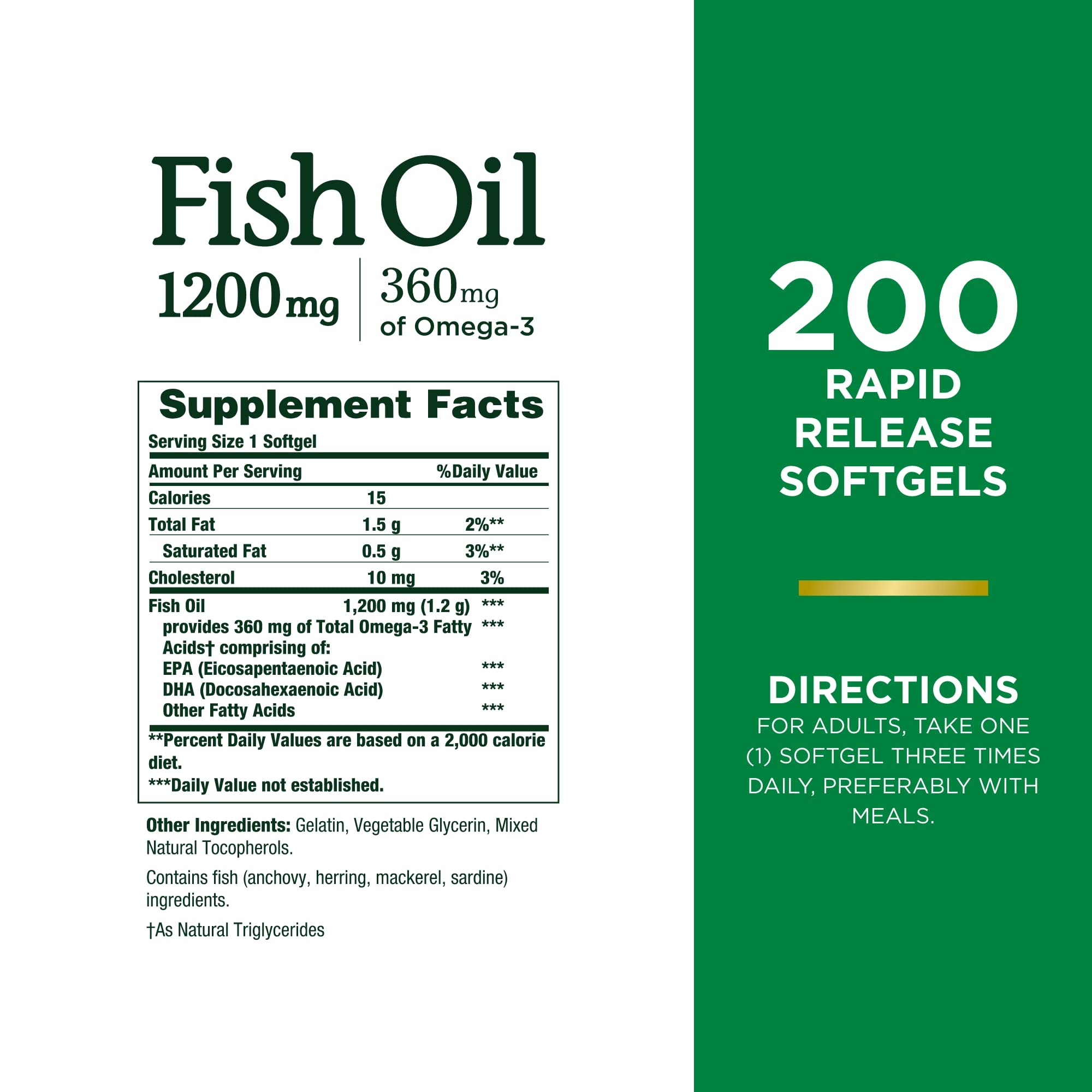 Foto 3 pulgar | Suplemento Nature's Bounty Fish Oil 1200 Mg De Omega-3 200 Cápsulas Blandas - Venta Internacional.