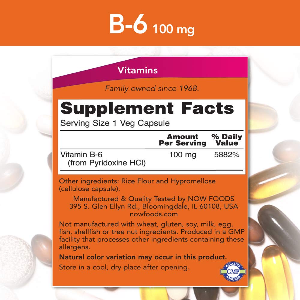 Foto 3 pulgar | Suplemento Now De Vitamina B-6 (piridoxina Hcl) 100 Mg 250 Cápsulas - Venta Internacional.