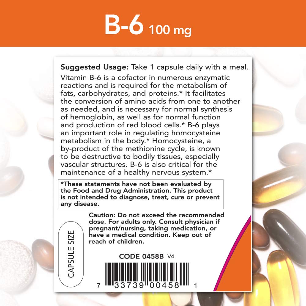 Foto 4 pulgar | Suplemento Now De Vitamina B-6 (piridoxina Hcl) 100 Mg 250 Cápsulas - Venta Internacional.