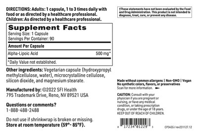 Foto 5 | Suplemento De Ácido Alfa Lipoico De Klaire Labs, 500 Mg, Antioxidante, 90 Cápsulas - Venta Internacional.