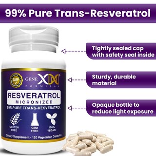 Foto 6 | Suplemento Genex Trans-resveratrol 1000 Mg 99% Puro 120 Unidades - Venta Internacional.