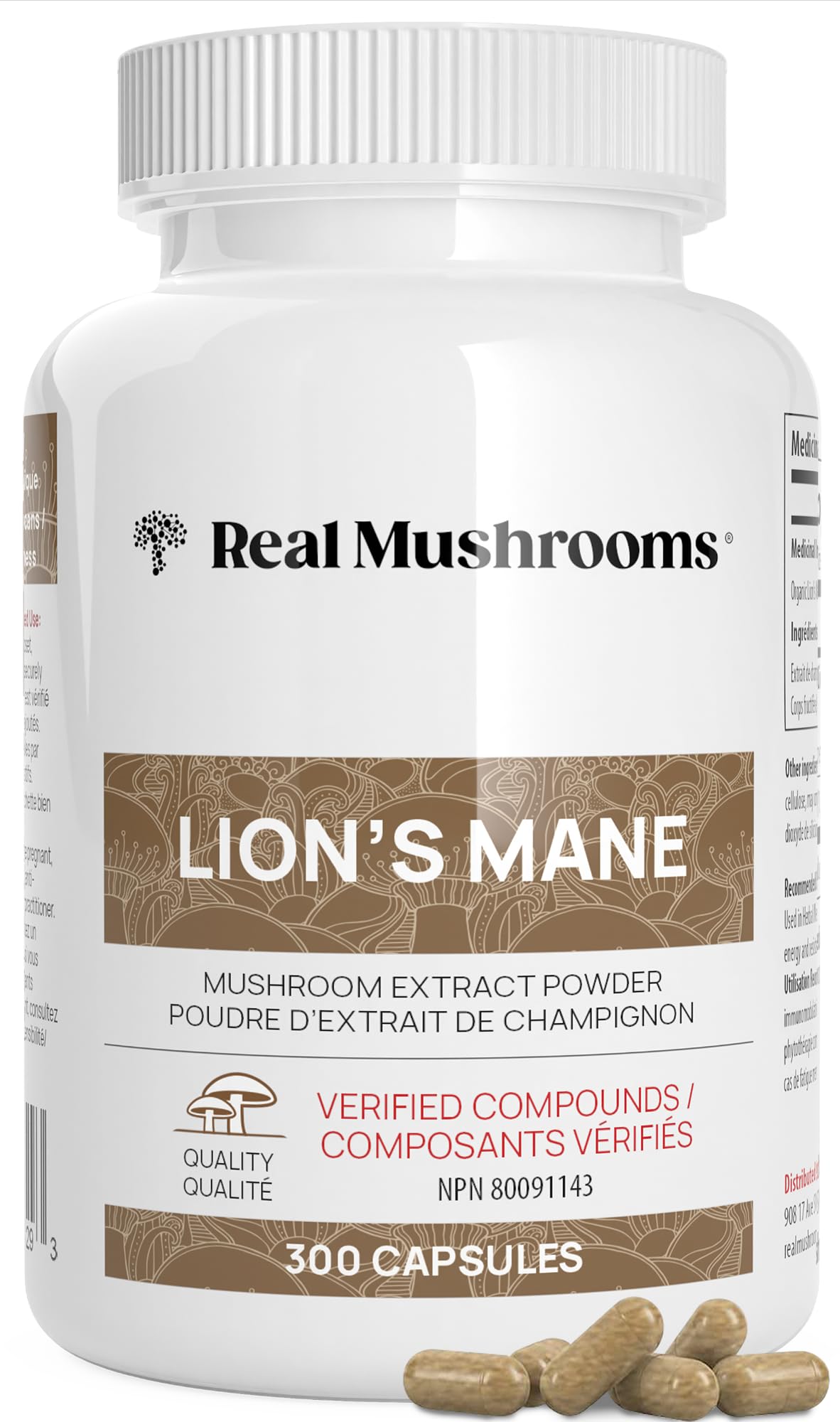 Foto 2 pulgar | Suplemento Real Mushrooms Lion's Mane 300 Cápsulas Vegano - Venta Internacional.