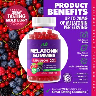 Foto 3 | Gomitas De Melatonina Supplement Just Nutrients, 20 Mg (120 Unidades) - Venta Internacional.