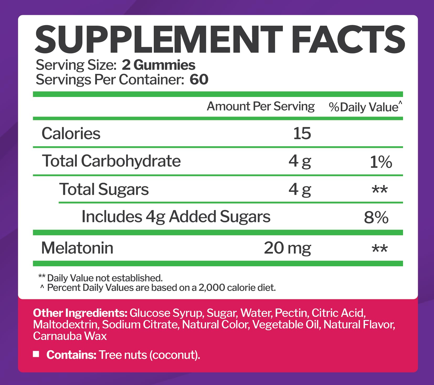Foto 6 pulgar | Gomitas De Melatonina Supplement Just Nutrients, 20 Mg (120 Unidades) - Venta Internacional.