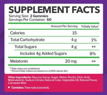 Foto 5 | Gomitas De Melatonina Supplement Just Nutrients, 20 Mg (120 Unidades) - Venta Internacional.