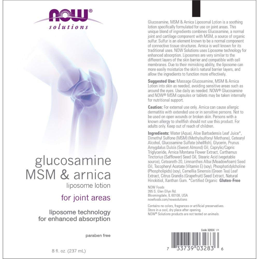 Foto 3 pulgar | Loción Now Foods Solutions Glucosamina MSM Árnica 240 ml - Venta Internacional