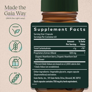 Foto 2 | Suplemento Gaia Herbs Hawthorn Supreme Heart Health 60 Cápsulas - Venta Internacional.