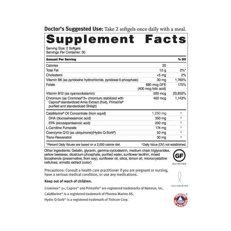 Foto 3 pulgar | Suplemento Dr. Sinatra Omega Q Plus Resveratrol 60 Cápsulas Blandas - Venta Internacional.