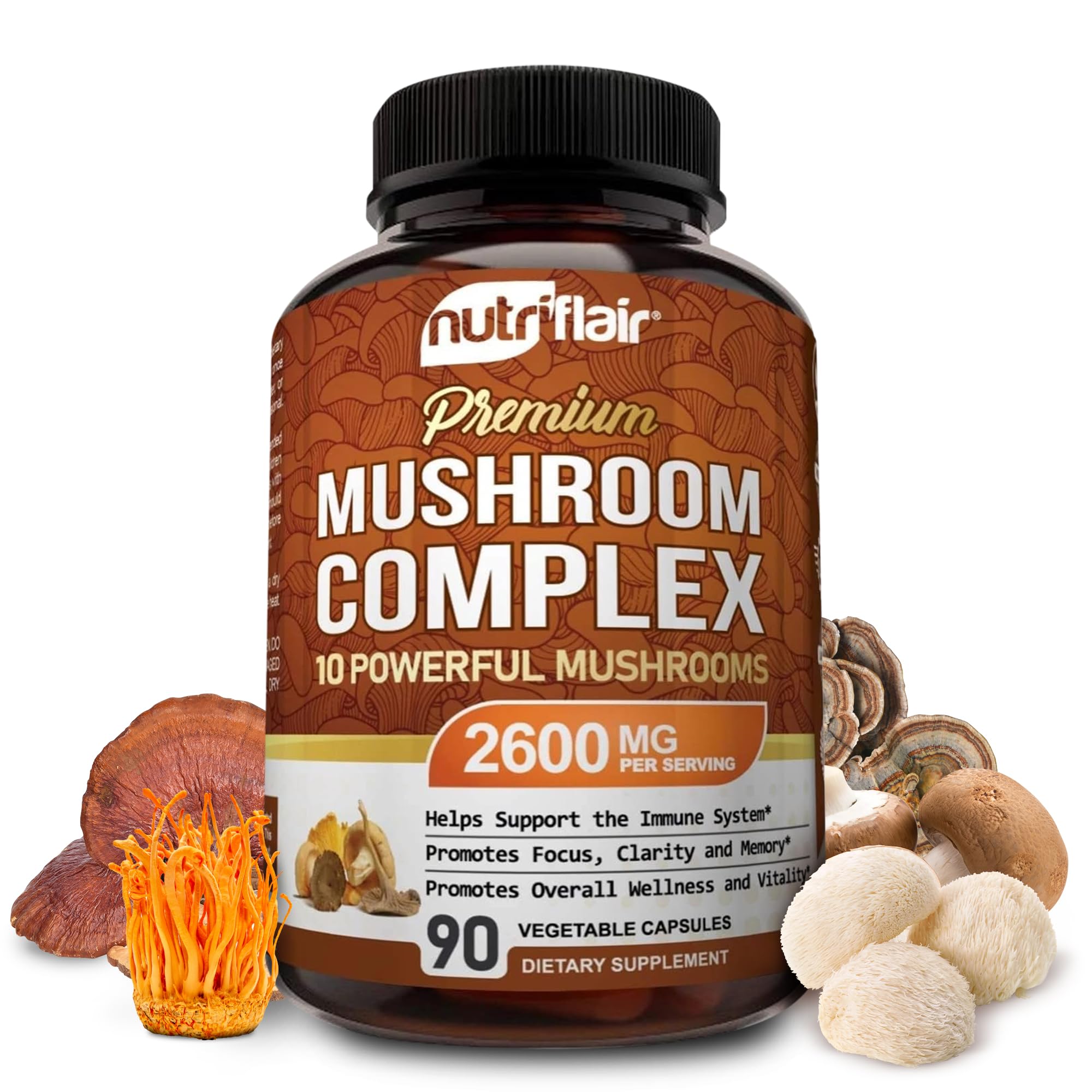 Foto 2 pulgar | Suplemento Nutriflair Mushroom Complex 2600 Mg 90 Cápsulas - Venta Internacional.