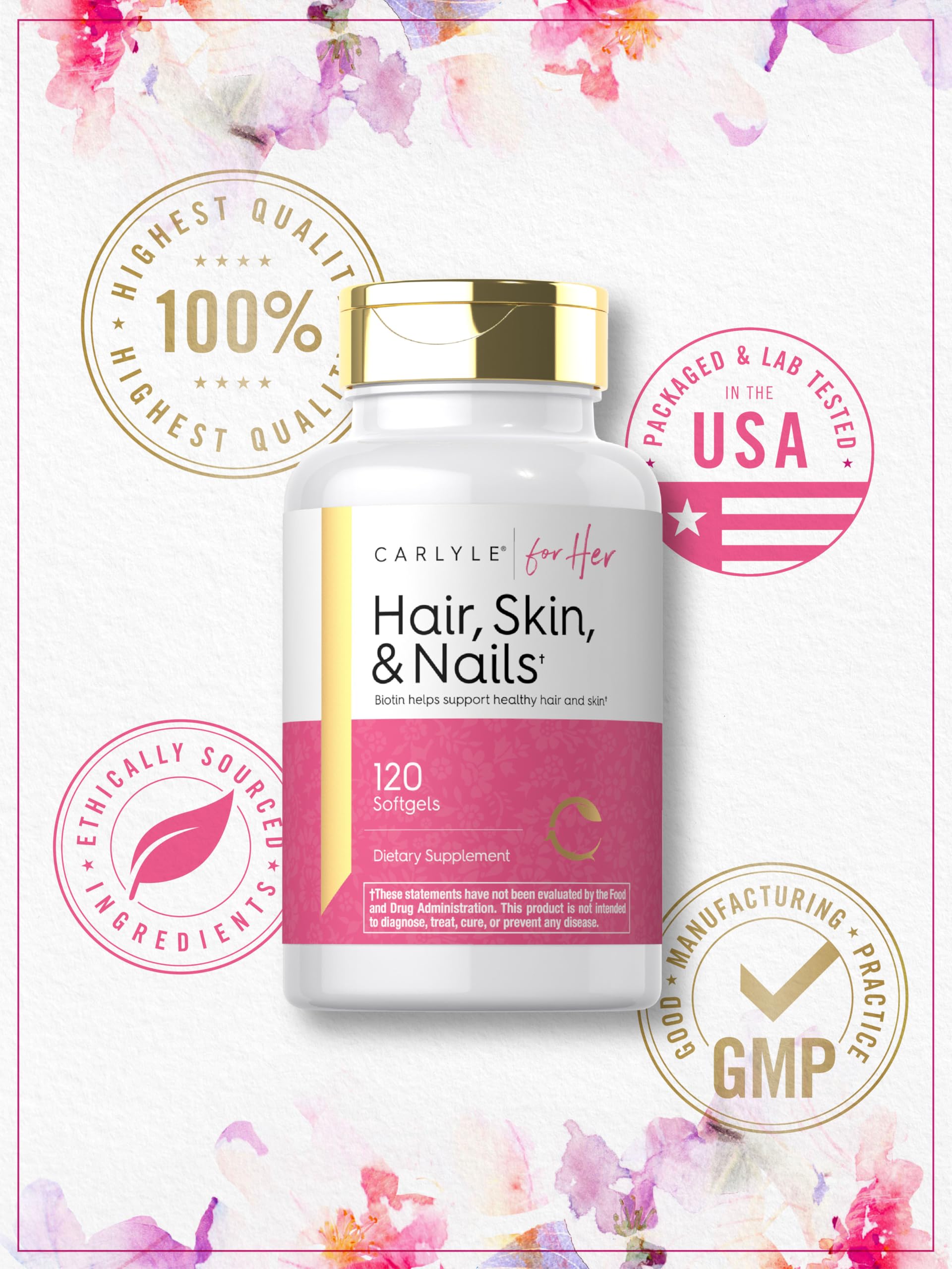 Foto 6 | Suplemento De Vitamina 120 Cápsulas Blandas Para Cabello, Piel Y Uñas De Carlyle - Venta Internacional.