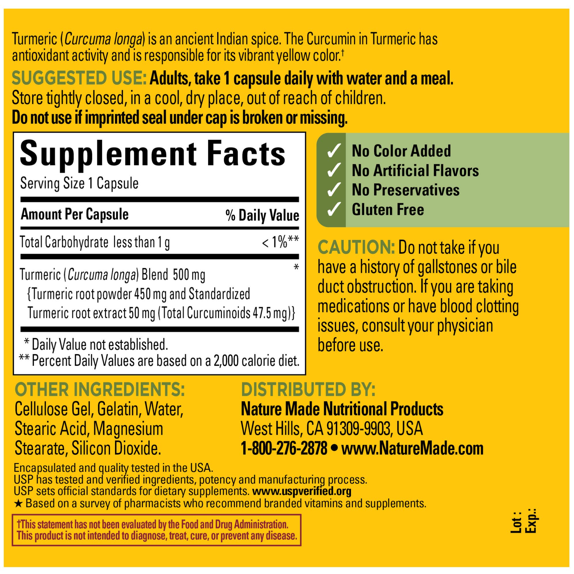 Foto 7 pulgar | Suplemento De Curcumina De Cúrcuma Hecho Por La Naturaleza, 500 Mg, 120 Cápsulas - Venta Internacional.