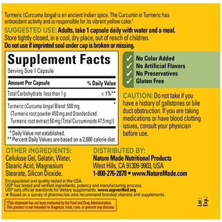 Foto 6 | Suplemento De Curcumina De Cúrcuma Hecho Por La Naturaleza, 500 Mg, 120 Cápsulas - Venta Internacional.