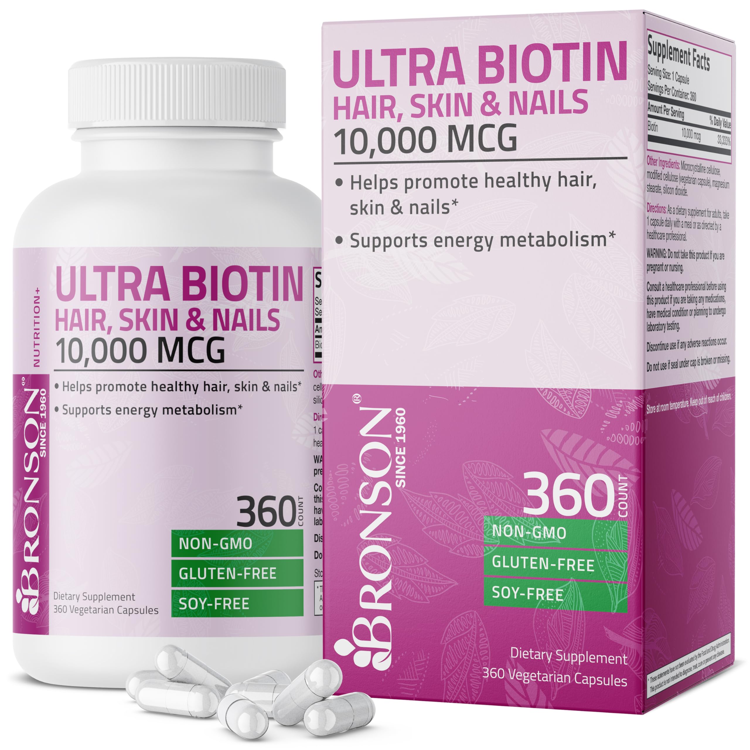 Foto 2 pulgar | Suplemento Bronson Ultra Biotin De 10,000 Mcg Para Cabello, Piel Y Uñas - Venta Internacional.