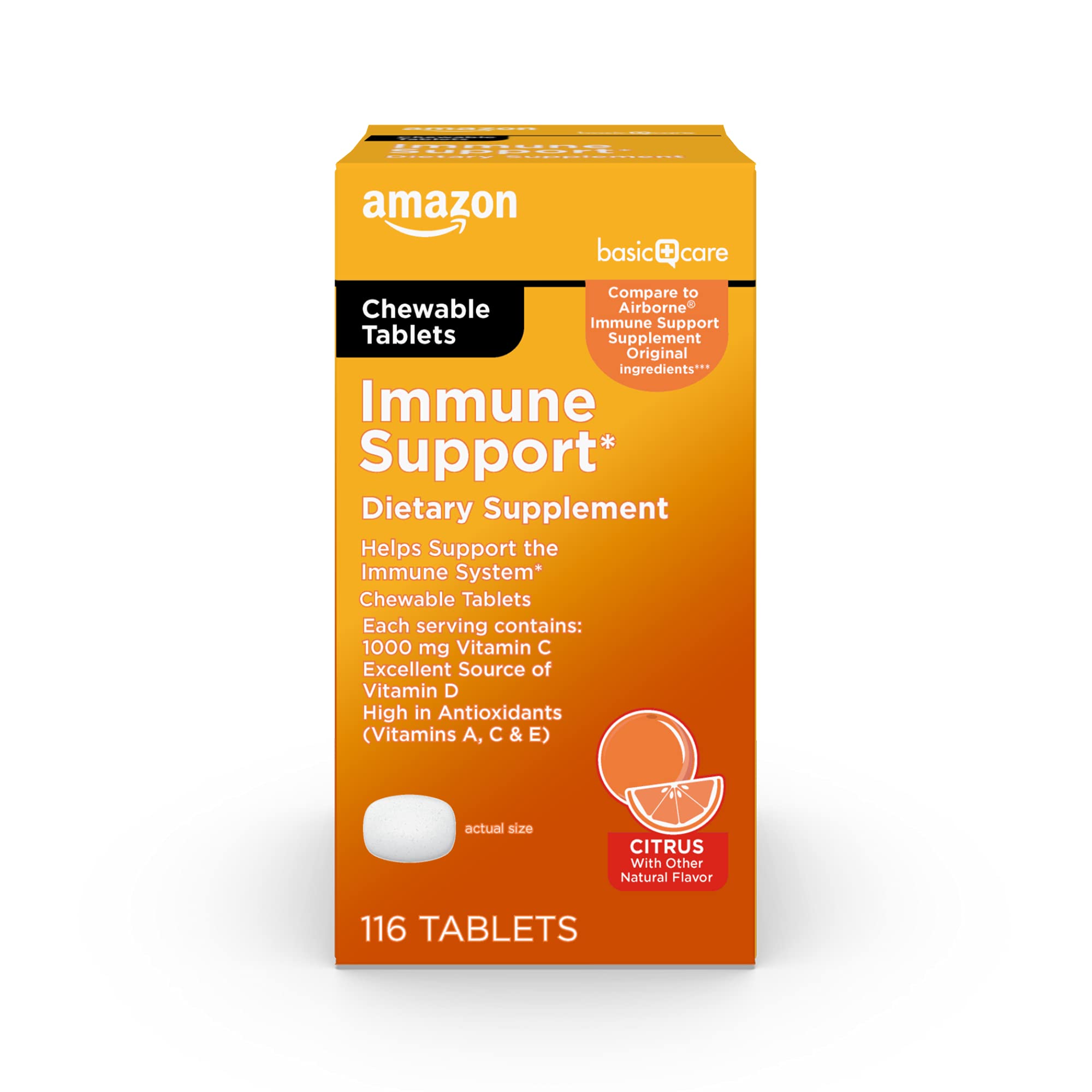 Foto 2 pulgar | Tabletas Masticables Amazon Basic Care Immune Support, 116 Unidades - Venta Internacional.