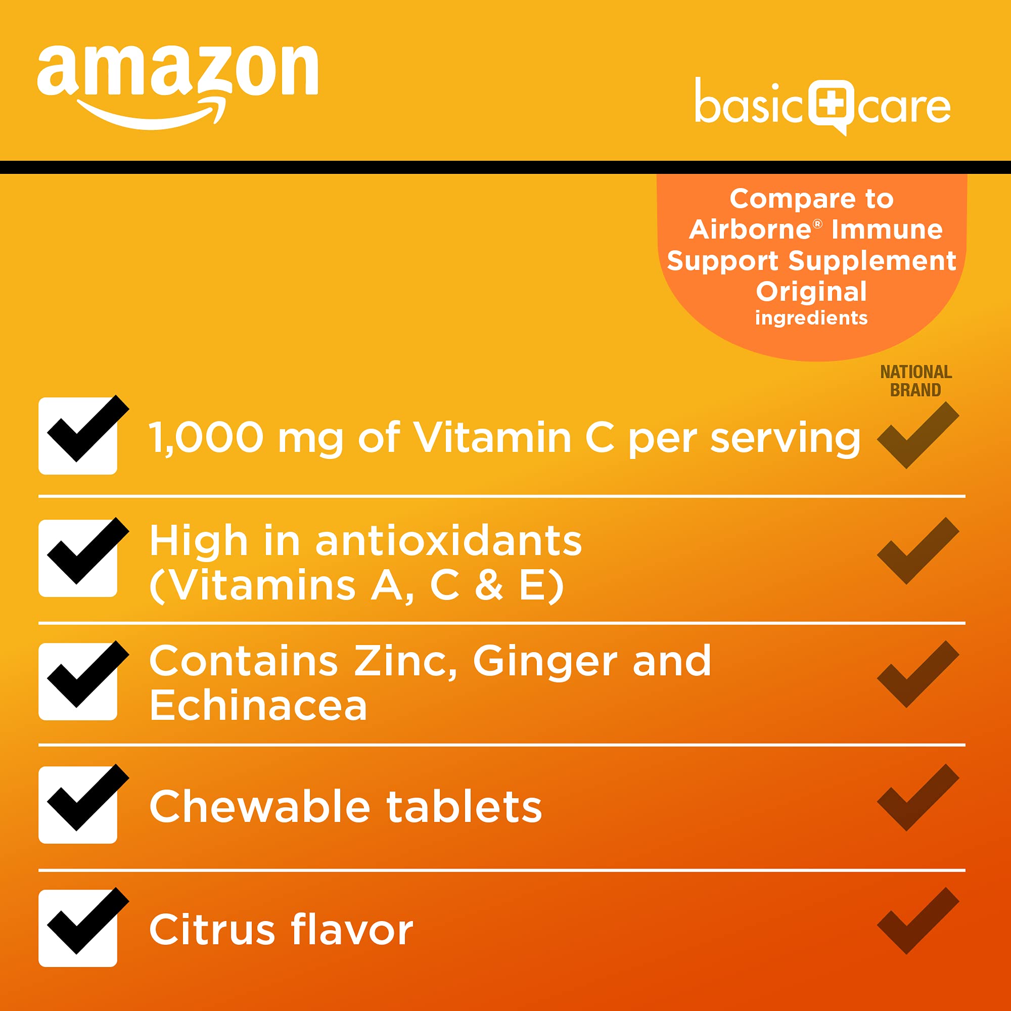Foto 4 pulgar | Tabletas Masticables Amazon Basic Care Immune Support, 116 Unidades - Venta Internacional.