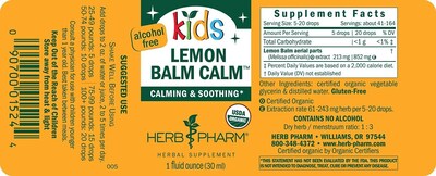 Foto 2 | Extracto Líquido Herb Pharm Kids Lemon Balm Calm 30 Ml - Venta Internacional.