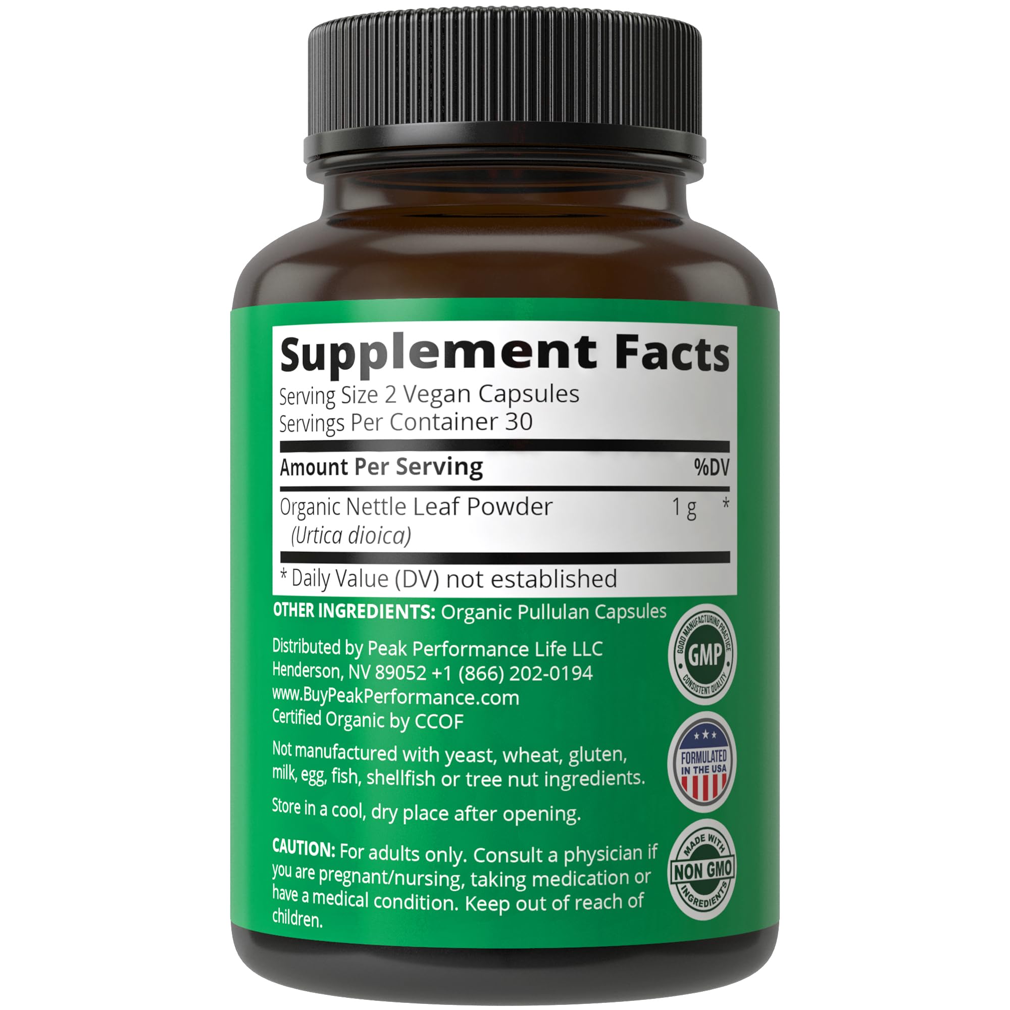 Foto 5 | Cápsulas De Ortiga Orgánica Supplement Peak Performance - Venta Internacional.