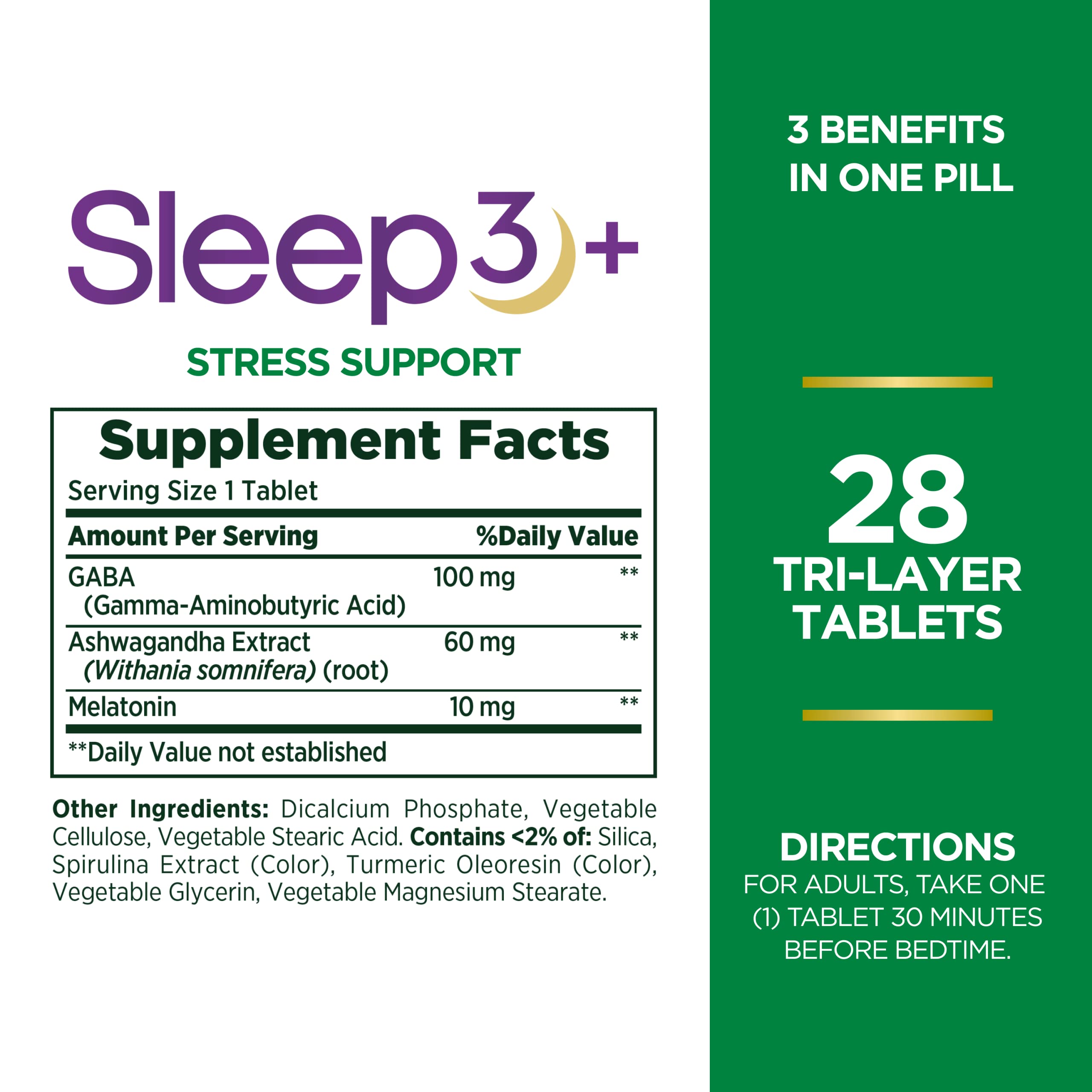 Foto 3 pulgar | Suplemento Nature's Bounty Stress Support Sleep3 Melatonina 10 Mg - Venta Internacional.