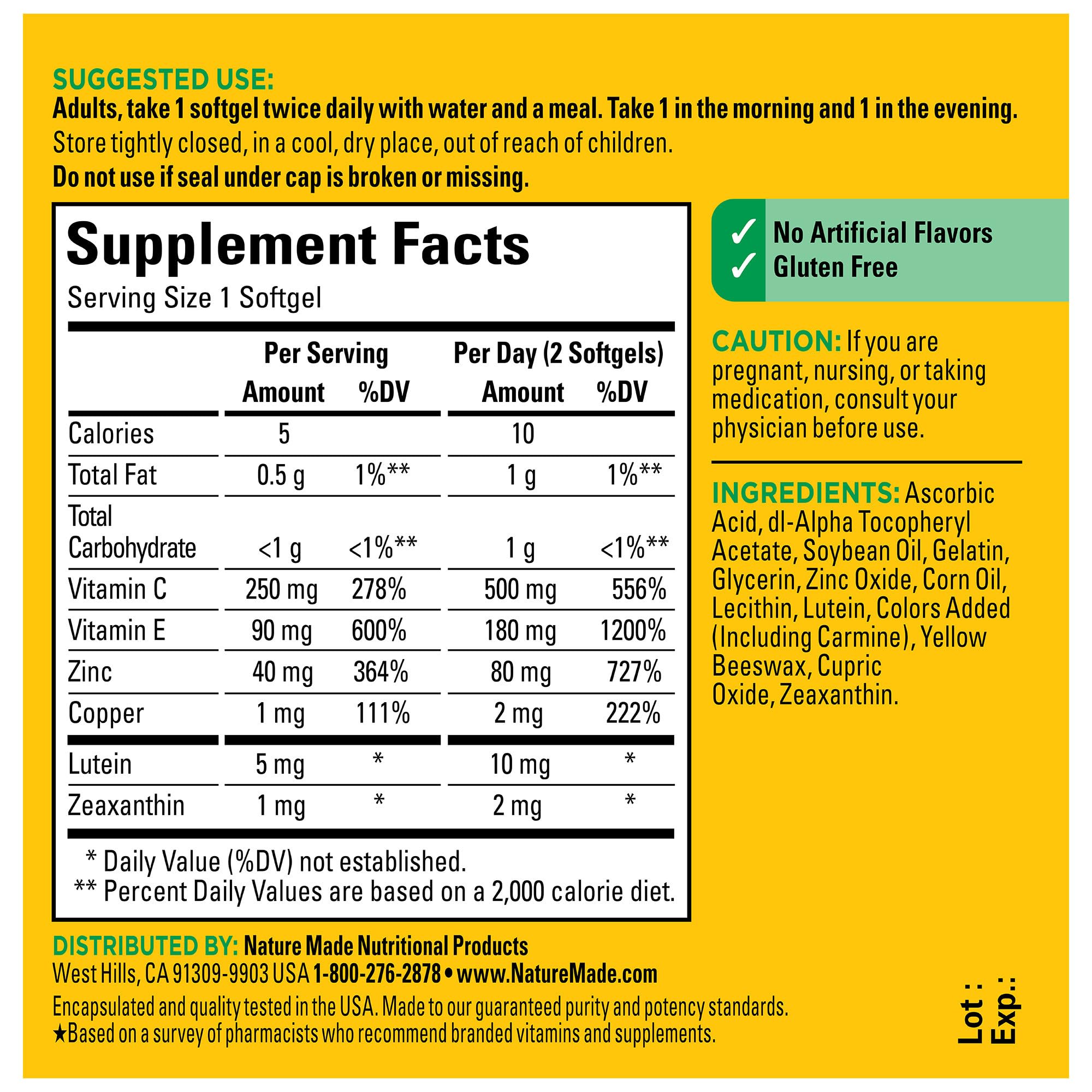 Foto 6 | Vitaminas Para Ojos Nature Made Vision Areds 2 Formula 60 Cápsulas Blandas - Venta Internacional.