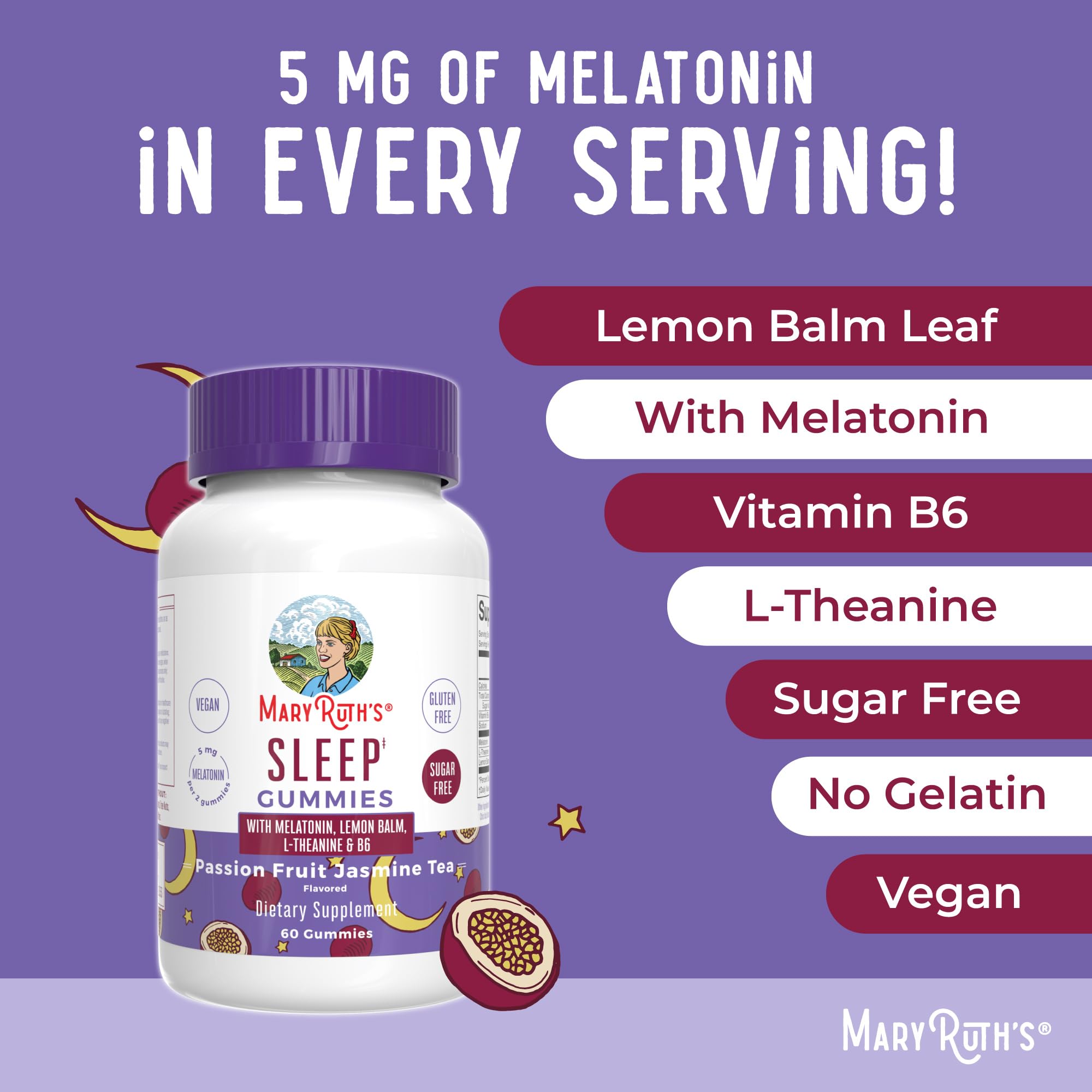 Foto 8 pulgar | Sleep Gummy Maryruth Organics Melatonina 5 Mg Con L-teanina - Venta Internacional.