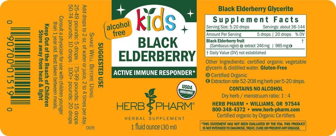 Foto 3 pulgar | Extracto Líquido Herb Pharm Kids Black Saúco 30 Ml - Venta Internacional.