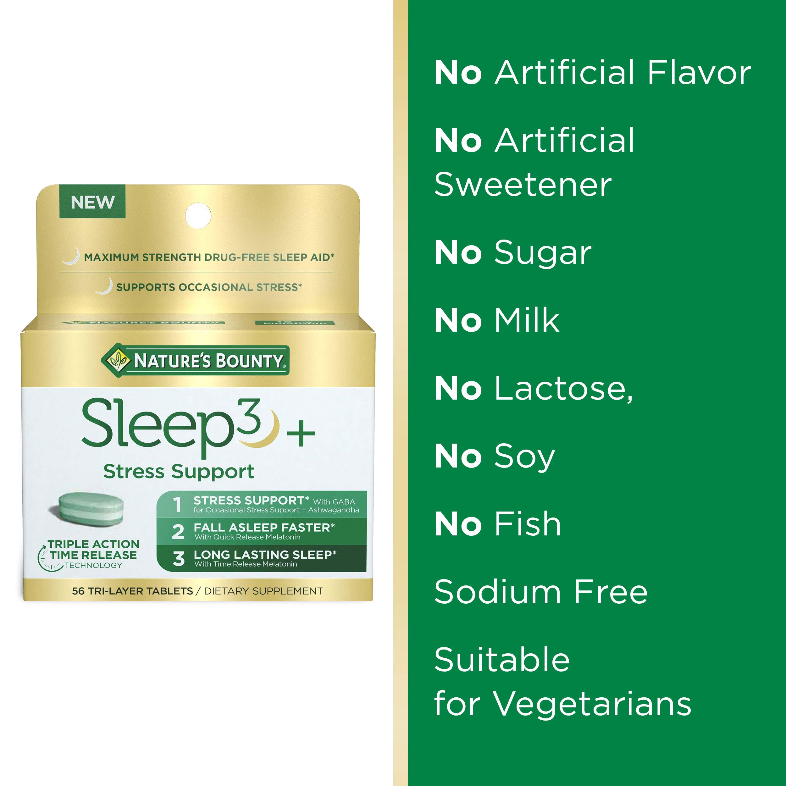 Foto 5 pulgar | Melatonina Sleep Aid Nature's Bounty Stress Support, 10 Mg, 56 Unidades - Venta Internacional.