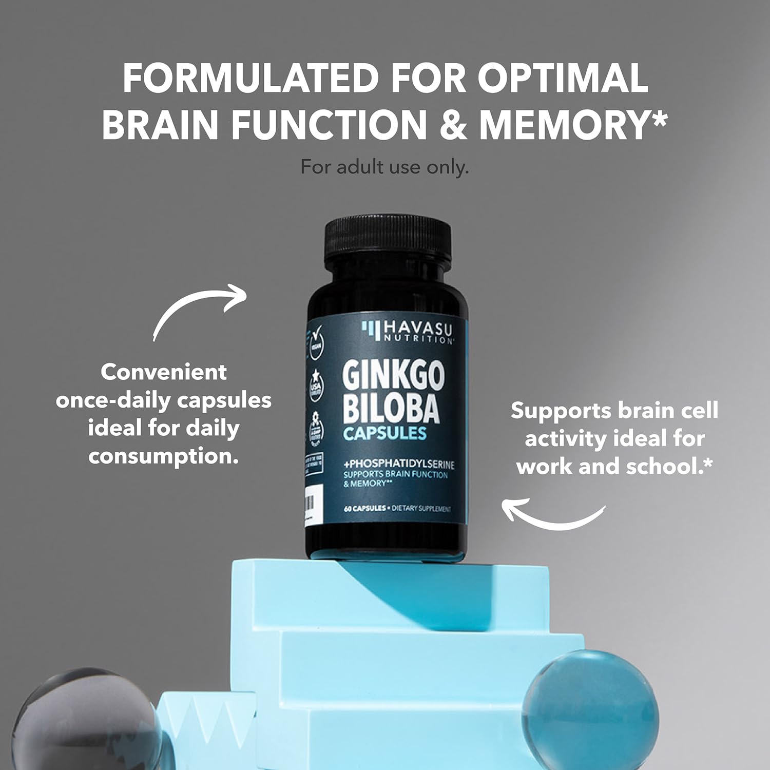 Foto 6 pulgar | Suplemento Havasu Nutrition Ginkgo Biloba 120 Mg Con Fosfatidilserina 60 Cápsulas - Venta Internacional.