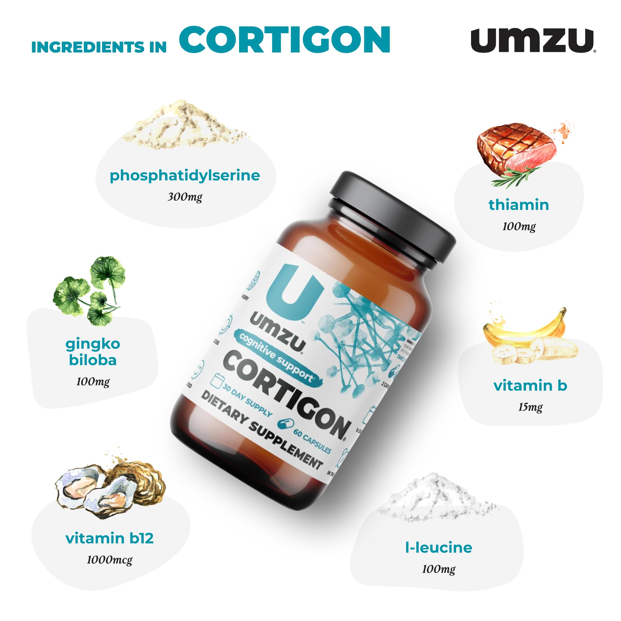 Foto 4 pulgar | Suplemento Umzu Cortigon Cortisol Manager 60 Cápsulas - Venta Internacional.