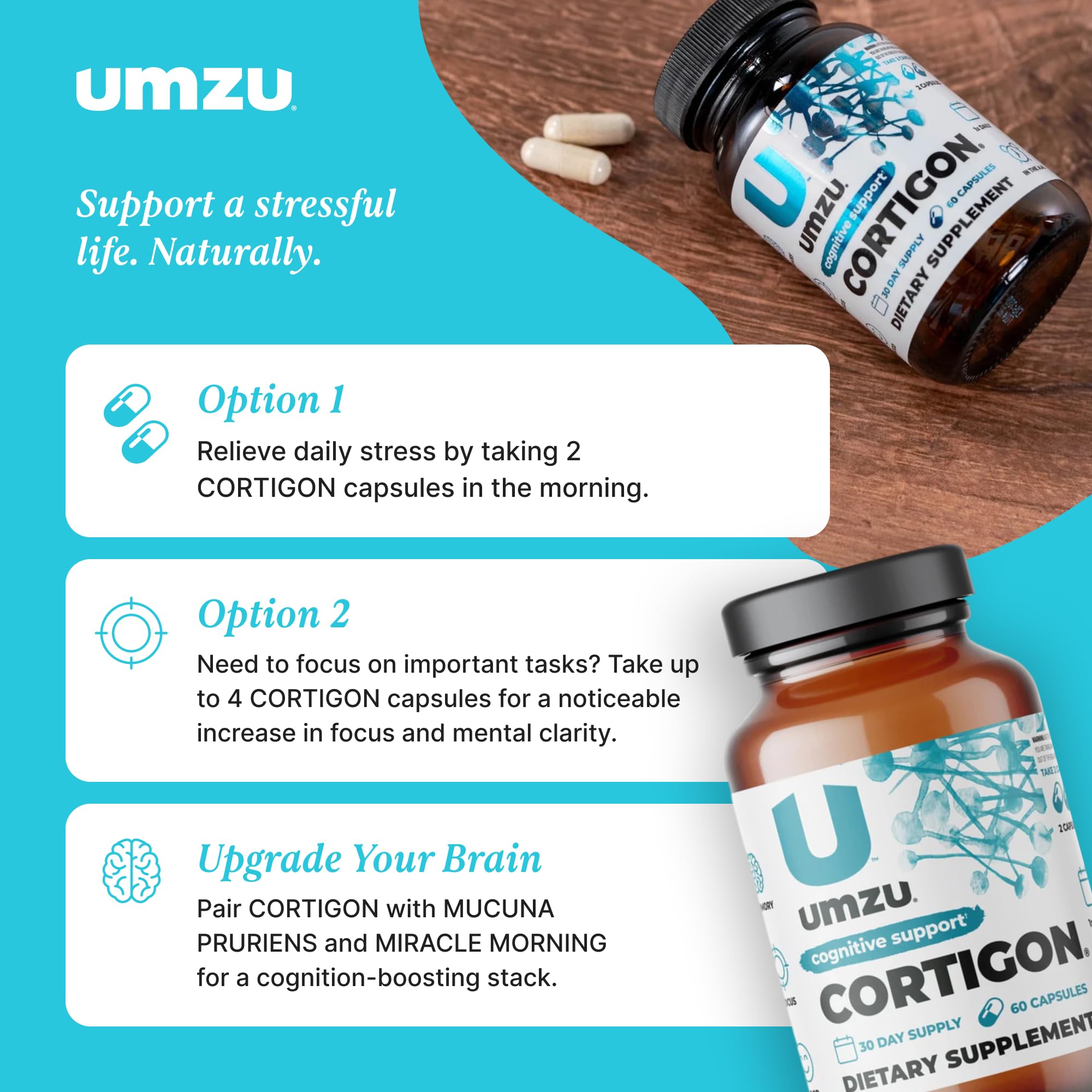 Foto 5 | Suplemento Umzu Cortigon Cortisol Manager 60 Cápsulas - Venta Internacional.