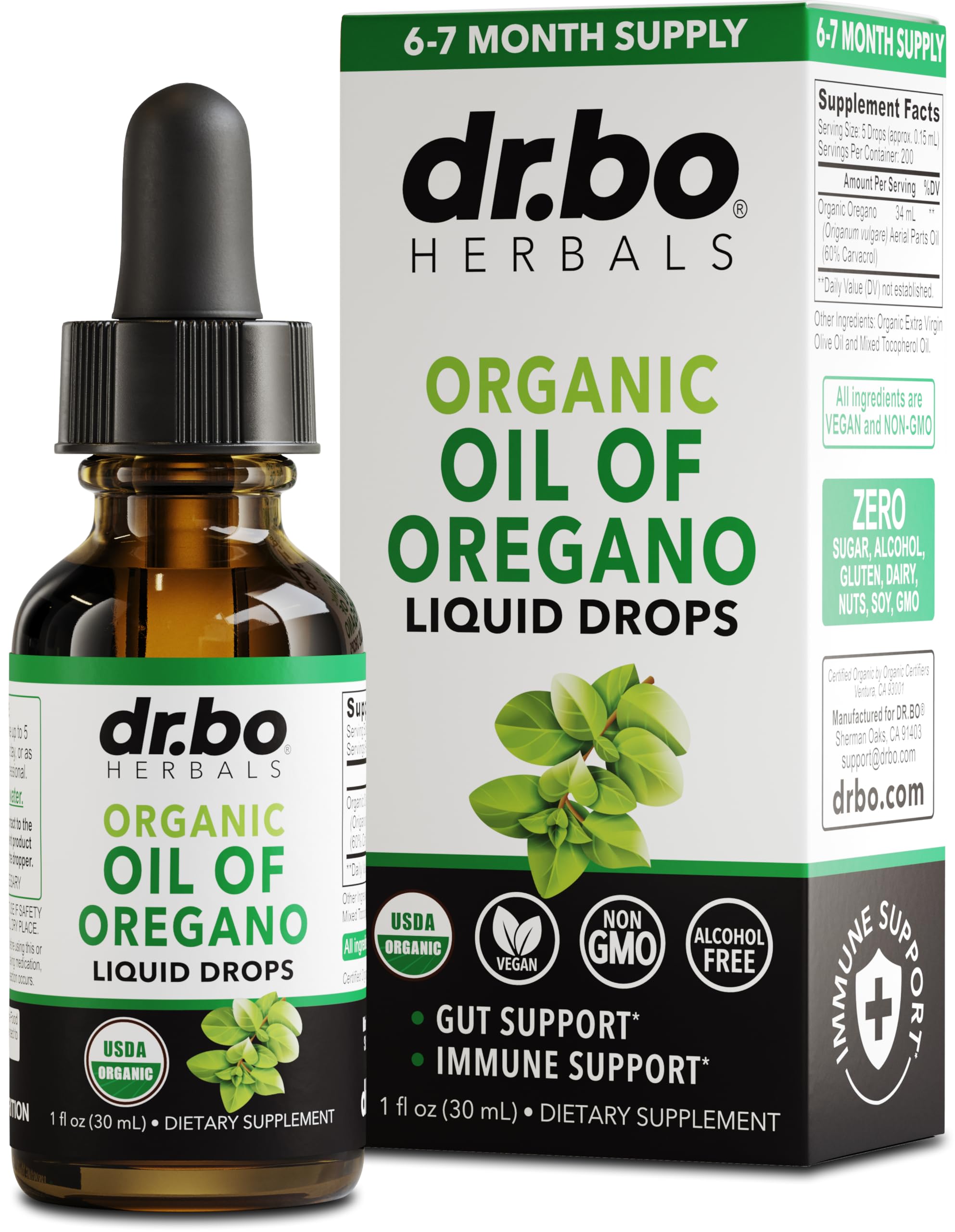 Foto 1 | Suplemento Líquido Orgánico De Aceite De Orégano Dr. Bo, 30 Ml, 6 Meses - Venta Internacional.