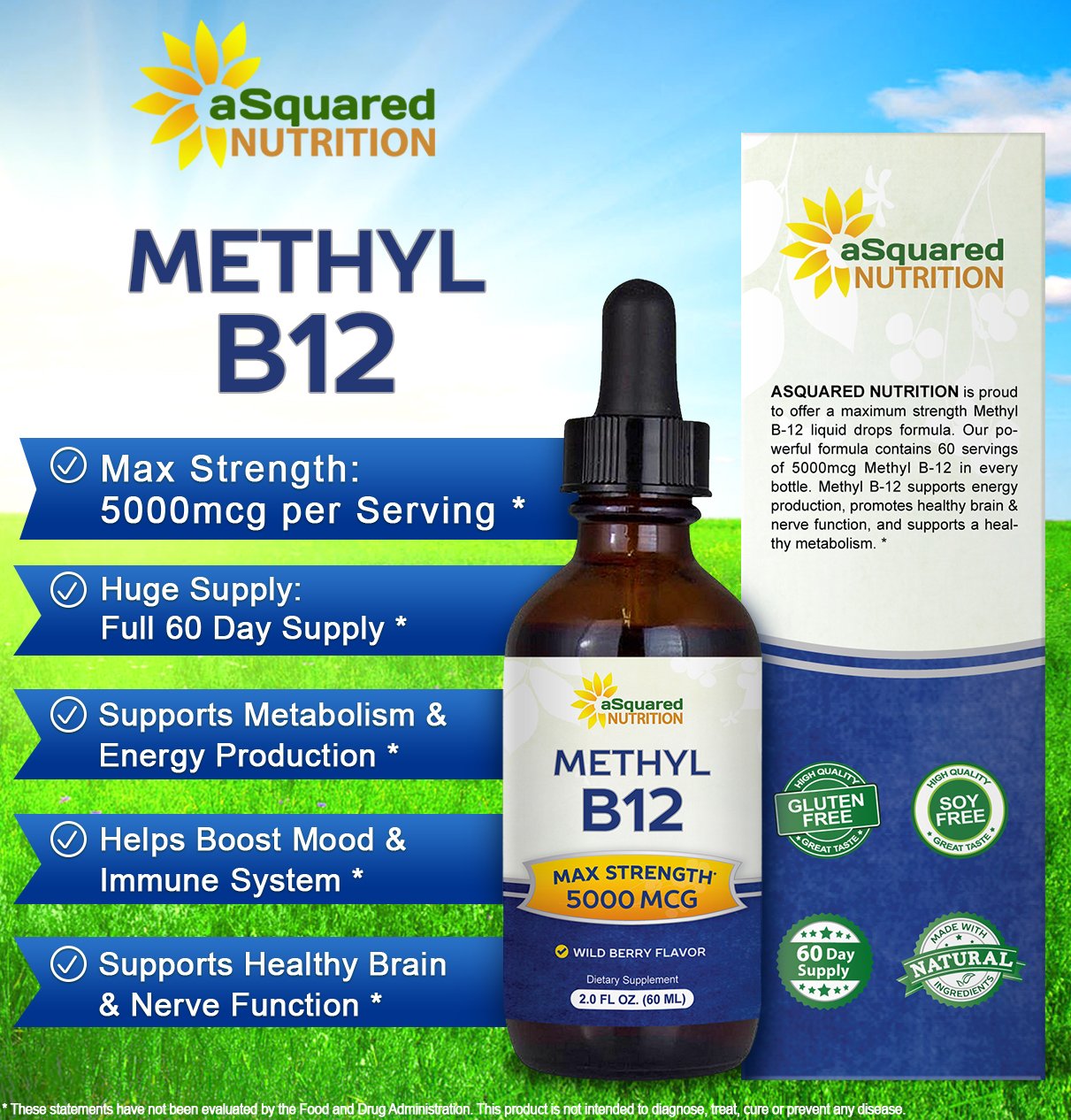 Foto 3 pulgar | Suplemento De Vitamina B12 De Squared Nutrition, 5000 Mcg De Metil B-12 - Venta Internacional.