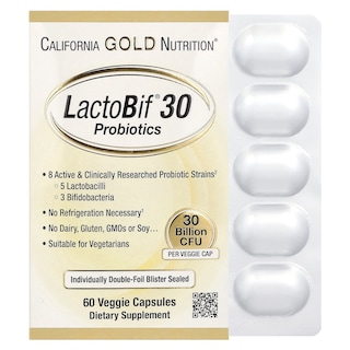 Foto 1 | Probióticos Lactobif 30 California Gold Nutrition 30.000 Millones de UFC 60 Cápsulas Vegetales