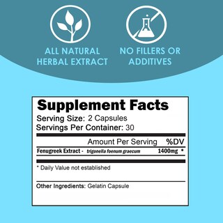 Foto 4 | Suplemento Vh Nutrition Fenugreek+ 1400 Mg Para Lactancia, 60 Cápsulas - Venta Internacional.