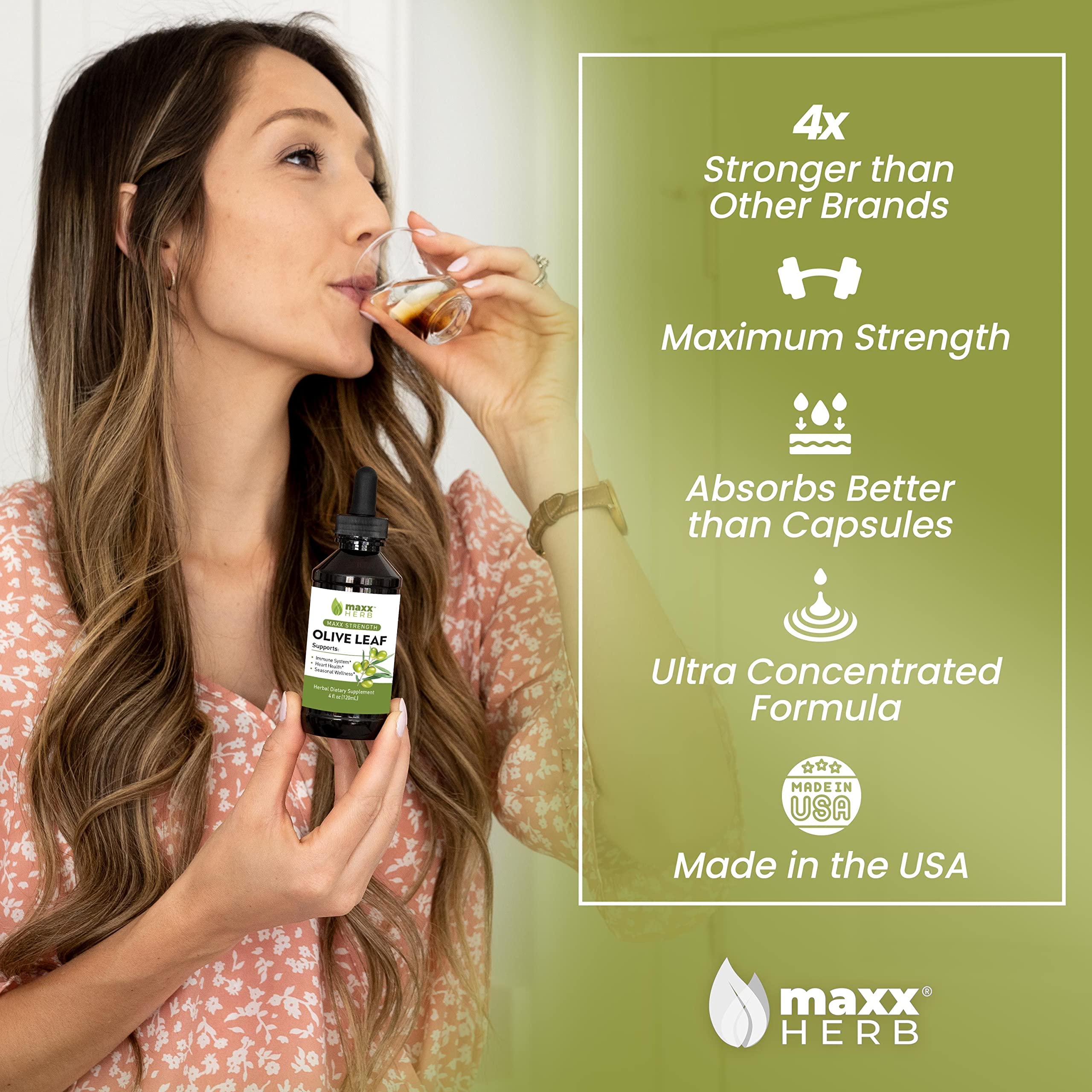 Foto 3 pulgar | Extracto De Hoja De Olivo Maxx Herb Max Strength, Botella De 120 Ml - Venta Internacional.