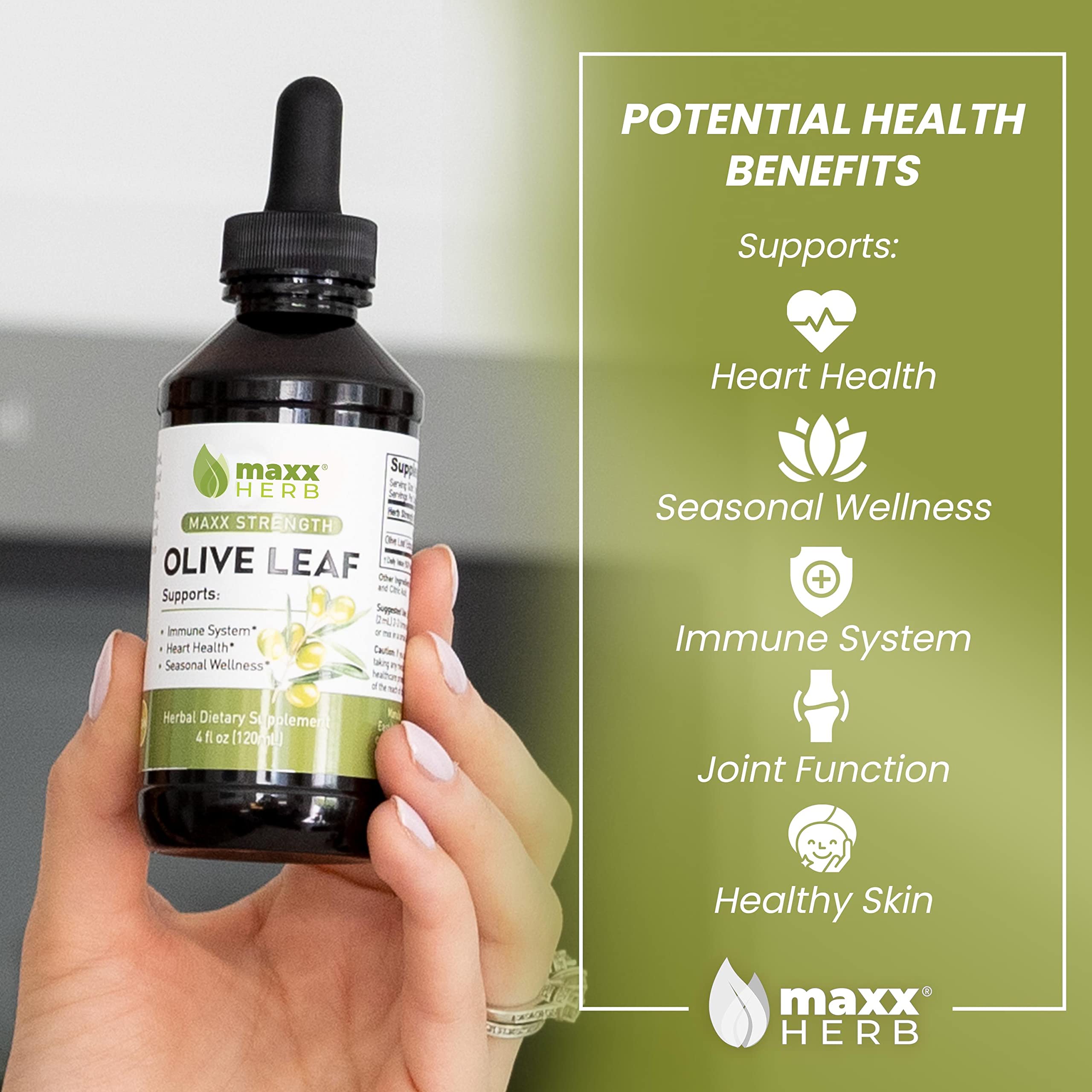Foto 4 pulgar | Extracto De Hoja De Olivo Maxx Herb Max Strength, Botella De 120 Ml - Venta Internacional.